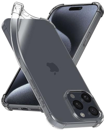 ebestStar - Cover per iPhone 15 Pro Max Apple, Custodia Silicone Trasparente, Protezione TPU Antiurto, Bordi Rinforzati, Trasparente