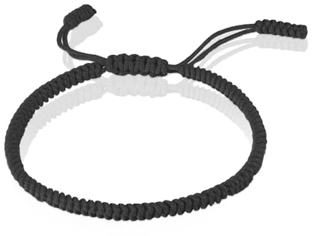 GROVBLE Tibetisches Glücksarmband,stoffarmband einstellbares armband handgelenk geflochtene freundschaftsarmband handarbeit für damen männertibetisches armband geburtstagsgeschenk(pures Schwarz) (cc)