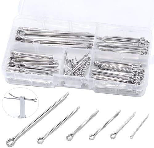 140pcs Cotter Pin Assortment Kit 6 Sizes 304 Stainless Steel Hairpin Cotter Pins M1.6/M2.5/M3.2/M4 Split Pin Fastener Clips