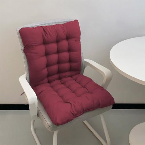 Dickes 8cm Stuhlkissen mit Rückenlehne, Sessel Kissen zurück Sitzkissen Pad,Baumwolle Sitzpolster für Garten Recliner Sofa Büro (80x40cm,Rot)