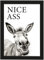 Esel Nice A**, Poster A4 mit Rahmen, Toilette Badezimmer Deko, Wand-Deko Bilder Lustiges Geschenk