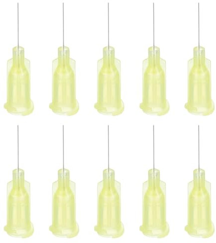 PATIKIL 32Ga x 0.5 Inch Dispensing Needle Tips, 50Pcs Stainless Steel and Plastic Glue Needle Tube Blunt Tips with Luer Lock for Glue Oil Applicator, Yellow