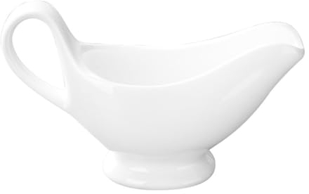 MIRUIKE Salsera de cerámica blanca de 16 onzas, jarra de salsa de porcelana, para salsas, salsas, ensalada, crema, caldo de leche, pimienta negra