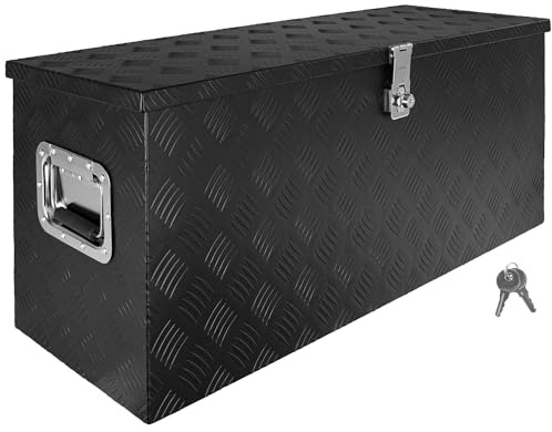 Trucky Auswahl Deichselbox Schwarz Montage Werkzeugkasten Truckbox Alu Box Anhänger Kiste Deckel Abschließbar Alubox Transportbox Werkzeugbox Aluminium, Ausführung:Modell 10 (89 x 34 x 41 cm / D120)
