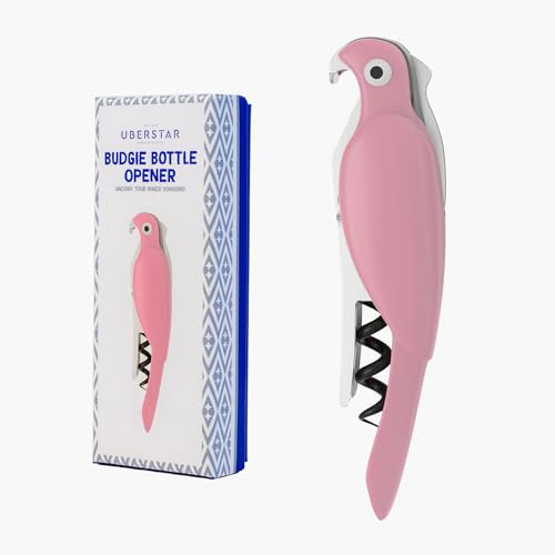 Budgie Bottle Opener / 3-in-one Opener Cutter Corkscrew/Novelty Bird Colourful Beer Bottle Opener (Pink)