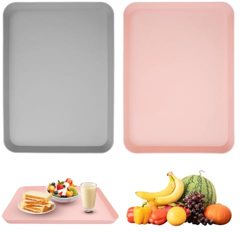 2 Stück Rechteckig Kleines Tablett, Tablett Kunststoff Rechteckig, Serviertablett Kunststoff, Tablett Plastik, Servierplatte, für Restaurant Café Küche
