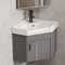 sdneNest Badezimmer-Waschtischschrank, Eck-Wandmontage, Waschbecken mit Aufbewahrungsbehälter, Standwaschbecken mit Keramikspüle, Grau, 38 cm