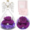 Sunia Ewige Rose Engel Geschenke für Mama,3 Ewige Rose im Glas Engel,Infinity Rose Geschenke für Frauen,Geburtstagsgeschenk für Frauen Mutter Oma, Geschenk Valentinstag Muttertag