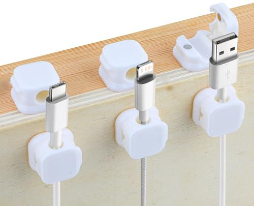 6 Pcs Magnetic Cable Clips, Cord Organizer Holder Phone Charging Cable Holder Keeper Adhesive Wire Hide Appliances Supplies Management for Home Office Desk Car Bedroom Nightstand Kitchen