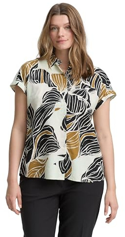 TOM TAILOR Damen 1047194 Bluse, 37999-Neutral Cut Leaves Design, 48