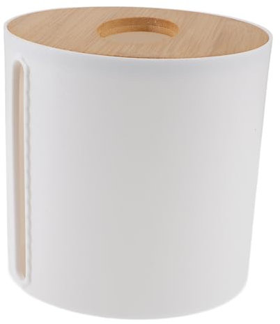 MAGICLULU Round Paper Roll Storage Barrel with Bamboo Lid Toilet Roll Holder for Kitchen Bathroom Countertop Tissue Organizer