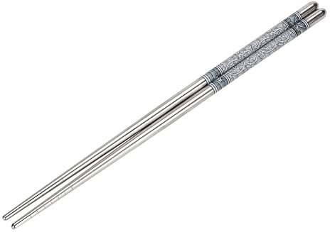 pair of stainless steel stainless steel chopsticks Blue and white pattern hood stick Portable stainless steel chopsticks Chinese style 23cm