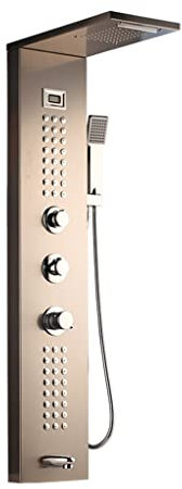 Modern Jets Rain Shower Column with Thermostatic Mixer Faucet Tower Hand Shower Tub Spout Panel
