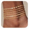 CharmBurst 6 pièces 14K Bracelet de cheville étanche pour femme, Bracelet de cheville en or, Herringbone, Boîte, Paperclip, Bead et Figaro Design, Bijoux d'été, Bijoux de cheville en or Dainty