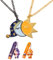 F-N-A-F Porte-clés et broche 5 étoiles Soleil de nuit et lune Collier d'amitié Cadeau pour enfants, hommes, femmes et fans, 5.0 Centimeters, Métal PVC Métal