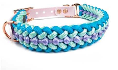Hundehalsband Tierluxe Foxy Handgemacht Paracord Biothane (Blau, XXXL Halsumfang 50-57 cm)