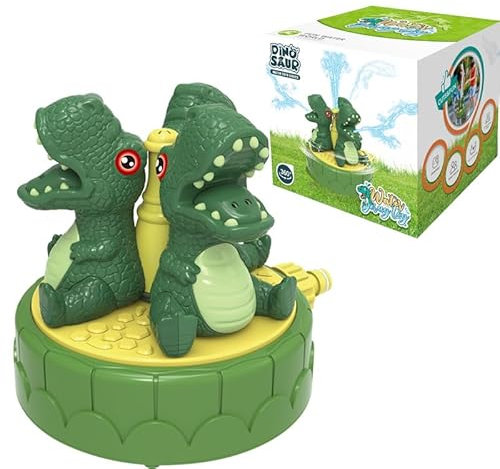 Yoolhamy Dinosaurier Wassersprinkler Kinder, Wasserspielzeug Outdoor Garten für Kleinkinder Wasser Spielen Sprinkler Sommer Spielzeug fügt Gartenschlauch für 3-10 Jahre (Dark Green)
