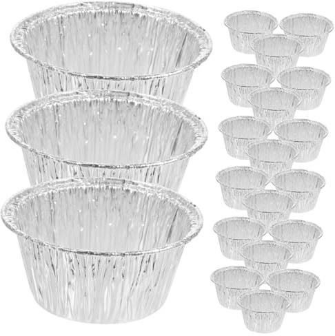 MAGICLULU 100pcs Disposable Foil Baking Cups Heavy Duty Aluminum Tart Molds for Muffins Cupcakes Heat Efficient Round Mini Baking Supplies