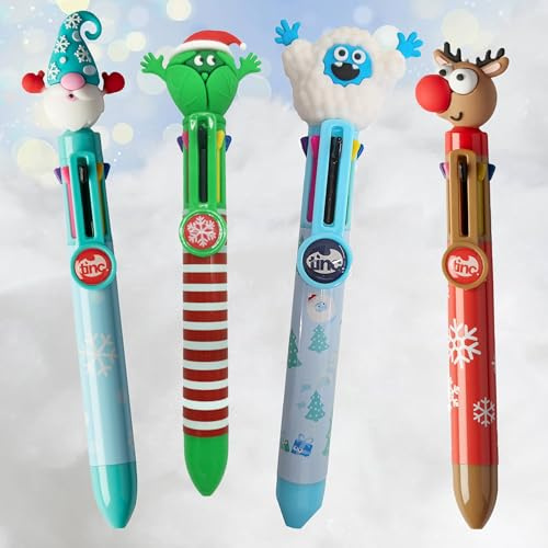 Tinc Festive Multi Click Ballpoint Pens, Set of 4 | 6-in-1 Colour Ballpoint Pens | Reindeer, Sprout, Yeti & Gonk Collection