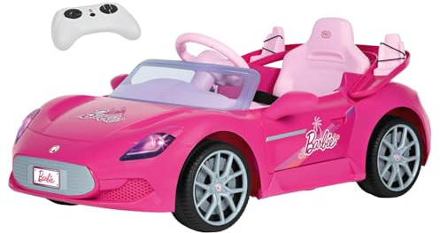 Peg Perego Barbie Voiture électrique télécommandée pour tout-petits, voiture jouet alimentée par batterie 12 V avec télécommande et mode manuel, double sièges pour 2 poupées, portes ouvrantes