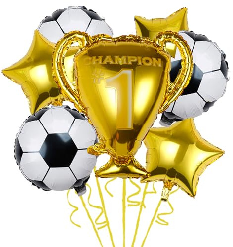 7 Pcs World Cup Football Balloons Set,Trophy Balloon & Football Printed Balloons Set with Golden Stars,World Cup Soccer Party Decorations,for Matches,Sports Theme Birthday Decorations Supplies