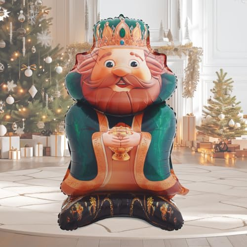 Decoracion Navidad - Globo Rey Mago Gaspar, Metalizado de 110 cm - Regalo Navideño Ideal Para Poner Junto al Árbol de Navidad - Christmas Gifts, Balloons Xmas - Decoración Navideña - GASPAR