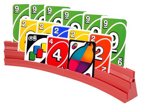Gatphy Kartenhalter Spielkarten 3 Rampen Spielkartenhalter zum Hinstellen Stackbar mit Magnetische Montage Spielkartenhalter Poker für Feiern Senioren Kinder Arthritis (2 x Rot)