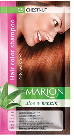 Marion Hair Color Shampoo in Sachet Lasting 4 to 8 Washes Aloe and Keratin - 95 Medium Chestnut