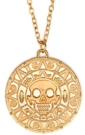 papapanda Piraten Halskette mit Azteken Münze von Fluch der Karibik Kette aus Legierung Gold