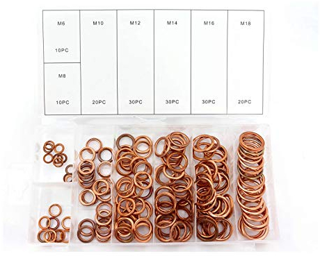 A4C Gefüllte Kupferringe Sortiment Füllringen 150 teilig Dichtringe Dichtungsringe