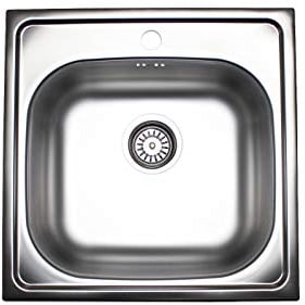 Edelstahl Einbauspüle Küchen Spüle Spülbecken Küchenspüle 50 x 50 cm + zubehör Set (50x50cm mit Loch für Armatur)