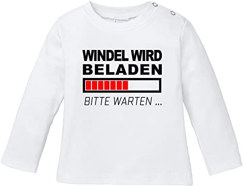 MoonWorks® Baby Langarmshirt Windel Wird beladen Bitte warten Jungen Mädchen Babyshirt Longsleeve Shirt weiß 80/86 (10-15 Monate)