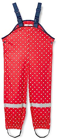 Playshoes Matschhose Regenlatzhose Ungefüttert Unisex Kinder Wind- und wasserdichte Regenhose Regenbekleidung, rot Punkte, 98