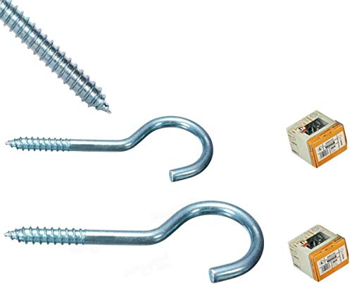 Euro Tische Vite ad anello con occhielli a vite, in acciaio zincato, ganci a vite, ganci da parete in 3 diverse dimensioni (25 pezzi, 7 cm)