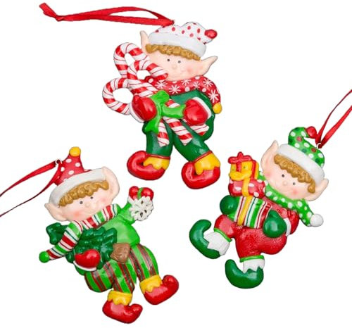 Christmas Tree Hanging Decorations Elf Holding Gifts Candy Christmas Xmas Tree Wall Home Décor Ornaments 3pcs Set