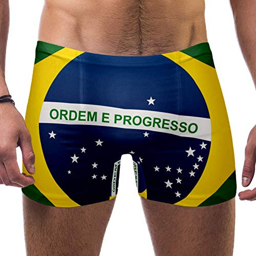 Lorvies, costume da bagno da uomo con bandiera del Brasile, con gamba quadrata, ad asciugatura rapida, S Multi M
