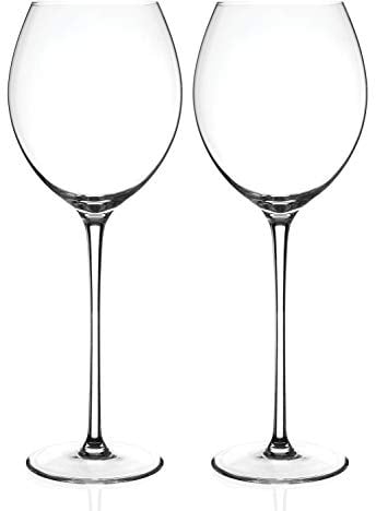 DIAMANTE Tall Red Wine Glasses Pair - 'Elegance' Collection Undecorated Crystal - Set of 2