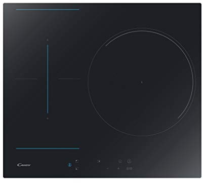 Candy CTP634C, Placa Inducción Flex, 3 Zonas, 60CM, 9 Niveles de Potencia, 7,2KW, Temporizador, Bloqueo de Seguridad, Indicador de Calor, Alerta Sobrecalentamiento y Derrames, Función Pausa, Negro