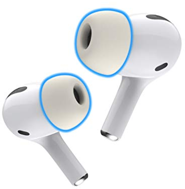 Foam Masters Ohrstöpsel aus Memory-Schaum für AirPods Pro 1. und 2. Generation, bequem, sicher, bessere Geräuschunterdrückung, Version 3.0, Ersatzknospen, Größe M, 3 Paar, Weiß