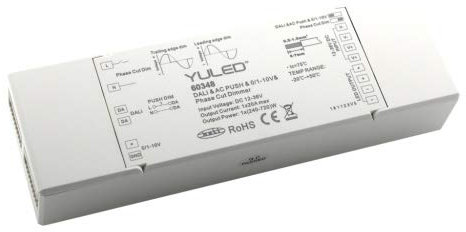 YULED SR-2303P (4in1) DALI LED Controller 1-Kanal 20A 12-36V DC Dimmer Decoder Steuerbar mit Dali-Bus AC PushDIM 0/1-10V oder Triac Dimmer Steuergerät für einfarbige LED Streifen