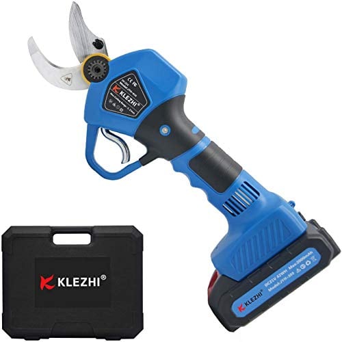 K KLEZHI Professionelle Elektrische Gartenschere, 21V Schnurlose Akku Astschere für Garten, 30mm Schnittdurchmesser, 2x2Ah Lithium-Wiederaufladbar Akku Rebschere Baumschere Rosenschere Strauchschere