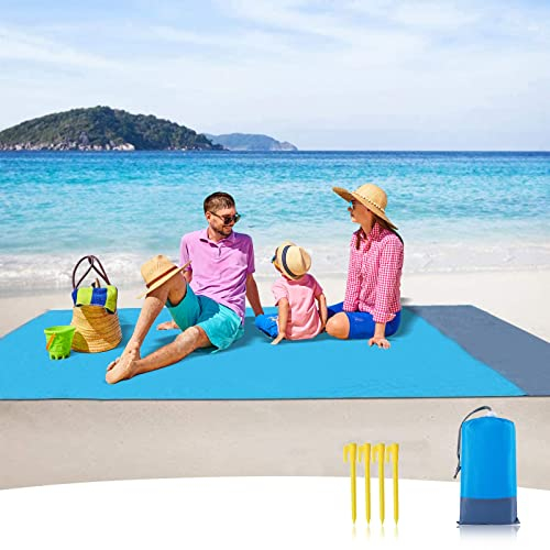 Sendowtek Tapis de Plage Imperméable Natte Anti Sable Grand 210 x 200 cm 4 Coins de Fixation Tapis Couverture de Plage pour Pique-Nique Voyage Camping Randonnée Vacances