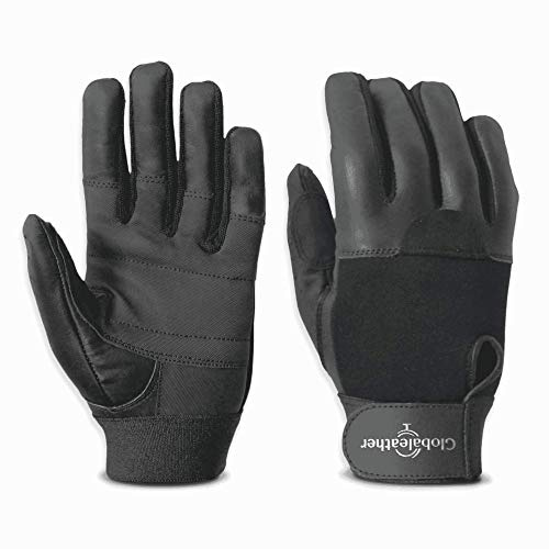 Globaleather SureGrip Full Finger Wheelchair Gloves - Black (X Large) - Hardwearing, Padded Breathable Leather, Rubberised Palm for Great Grip, Comfort & Durability