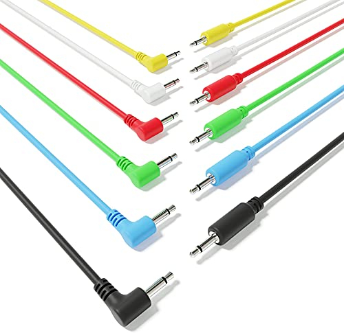 ExcelValley - 6A-Pack Hybrid Mono Modular Patch Cables TS 3.5mm 1/8Eurorack Synth Synthesizer [90cm 36]
