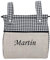 Bolsa panera de algodón vichy personalizada con nombre bordado - Bolso carro - Talega carrito de bebé - Nenel (Lino & Vichy Negro)