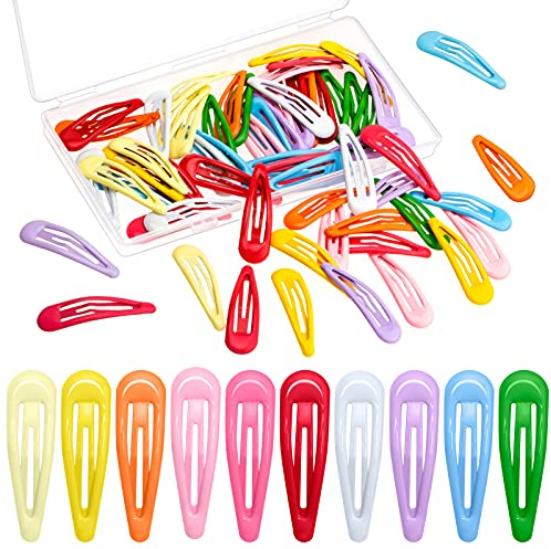 60 Pezzi Mollette per Capelli Bambina, Gingbiss 2 Pollici Fermagli per Capelli a Scatto per Ragazze con Scatola di Immagazzinaggio, 10 Colori