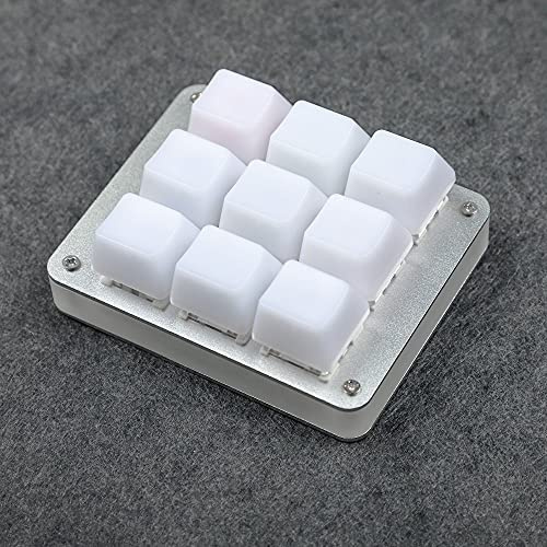 YMDK Clavier mécanique 9 touches QMK VIA Hotswap RVB compatible macro type C Gateron Pro jaune pour jeux photo (boîtier argenté)