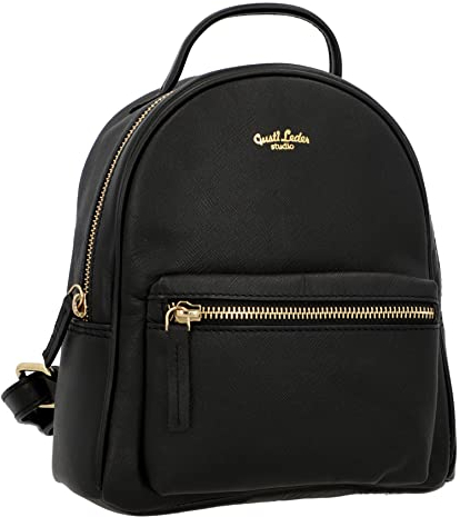 Gusti Rucksack Leder - Wendy Damen Cityrucksack Lederrucksack Daypack Tagesrucksack klein Leder Schwarz
