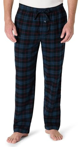 Amazon Essentials Men's Breathable Flannel Pyjama Trousers (Available in Big & Tall), Black Blue Plaid, XXL Plus
