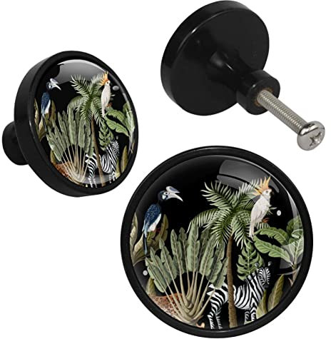 4pcs Cabinet Door Knobs Jungle Animals Zebra Tiger Pulls Handles Cupboard Handles Drawer Wardrobe